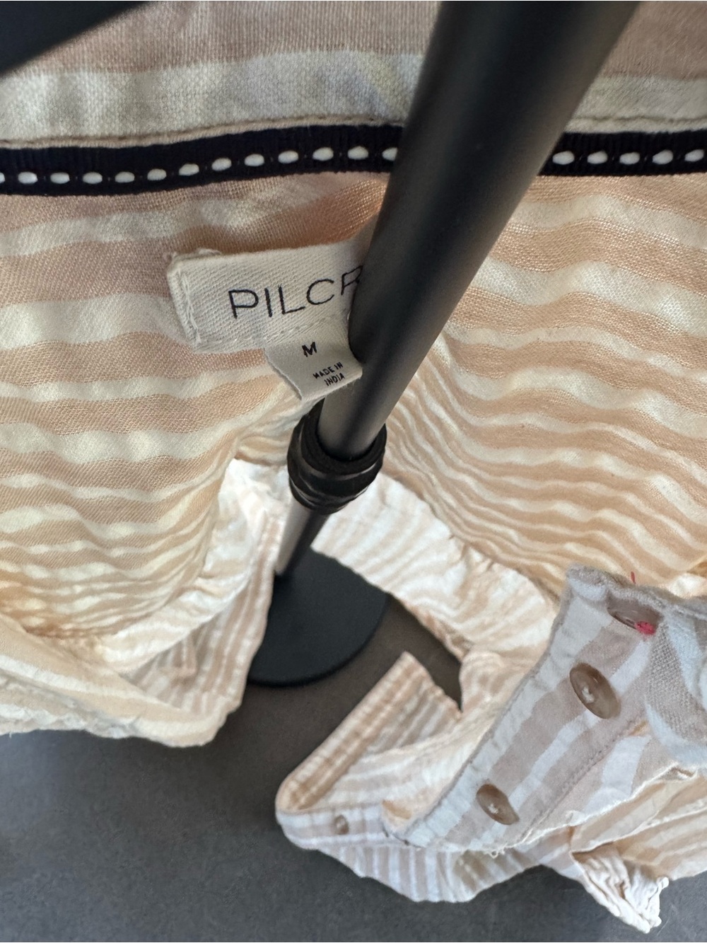 Pilcro Cream & White Striped Lightweight Button-Down Shirt - Picture 3 of 4